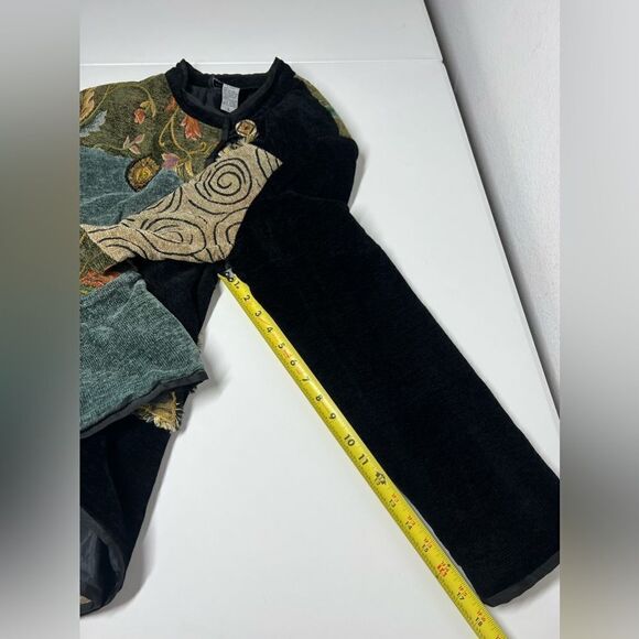 Indigo Moon Multicolor Velvet Embroidered Beaded Tapestry Jacket Boho SzL Flawed - Picture 14 of 16